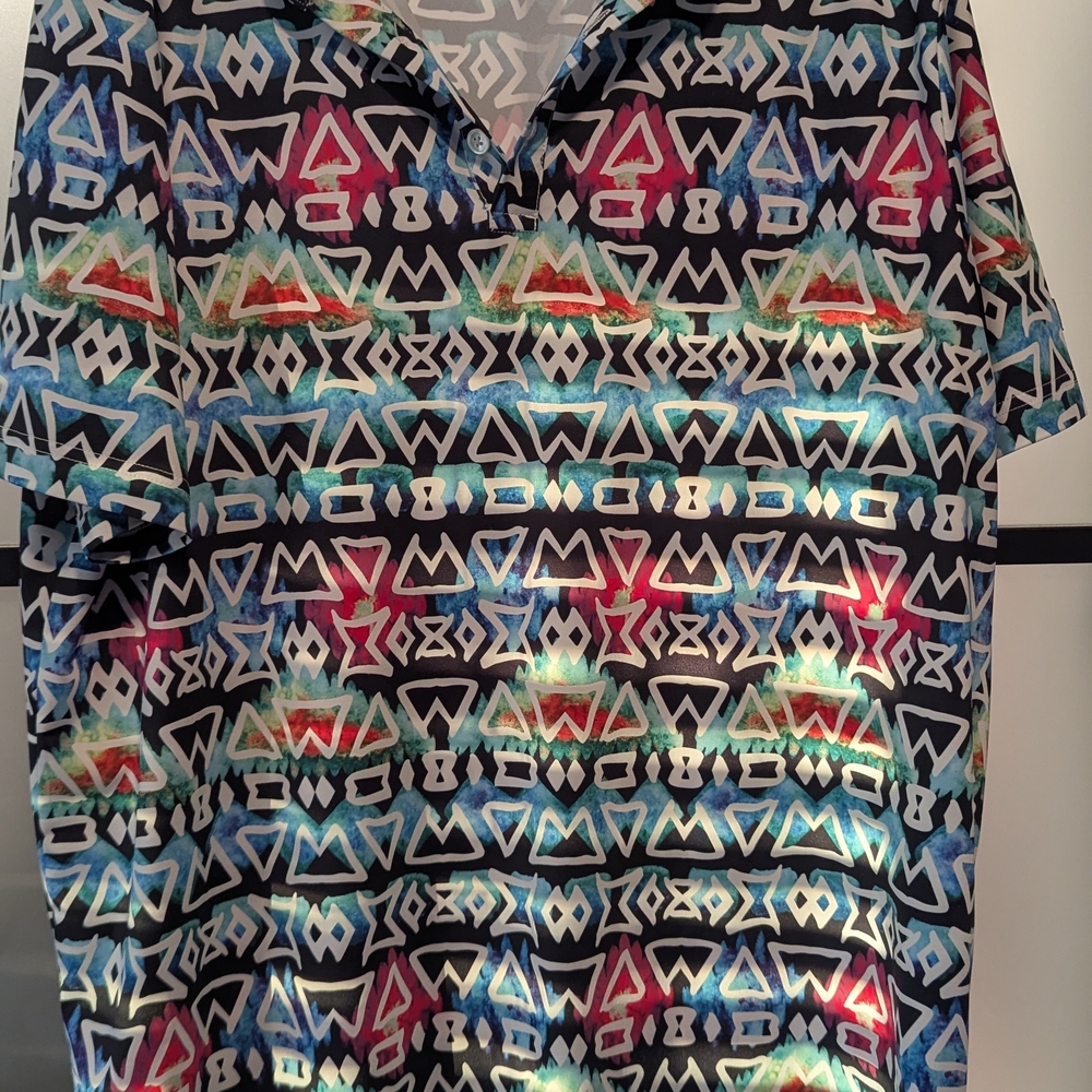 Multicolor Geometric Polo Shirt